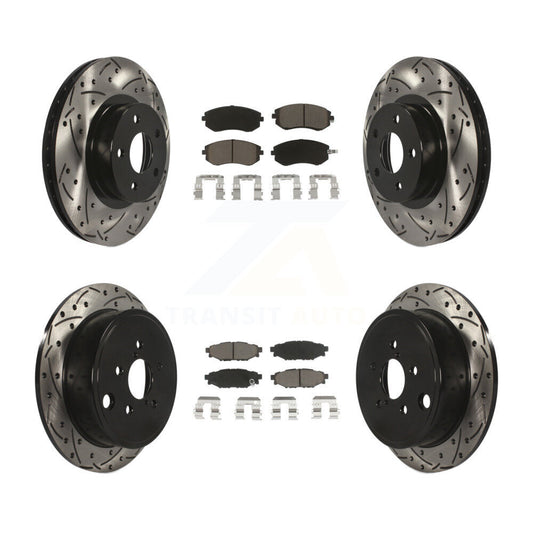 [Avant + Arrière] Kit de disque (percé rainuré revêtu) et plaquette (céramique) de frein pour Subaru Impreza KDC-100460