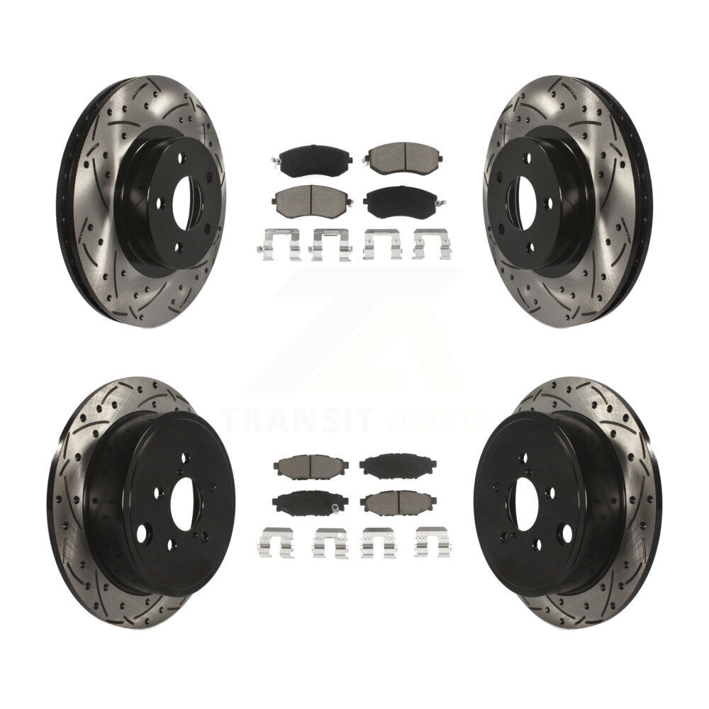 [Avant + Arrière] Kit de disque (percé rainuré revêtu) et plaquette (céramique) de frein pour 2011 Subaru Impreza Outback Sport 2.5i Premium KDC-100467