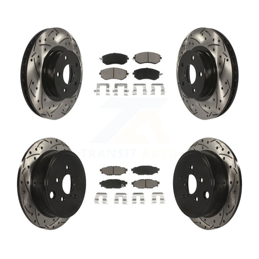 [Avant + Arrière] Kit de disque (percé rainuré revêtu) et plaquette (céramique) de frein pour 2011 Subaru Impreza Outback Sport 2.5i Premium KDC-100467