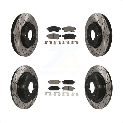 [Avant + Arrière] Kit de disque (percé rainuré revêtu) et plaquette (céramique) de frein pour Chevrolet Cruze Buick Verano Volt Orlando KDC-100472 par Transit Auto