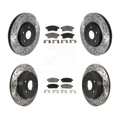 [Avant + Arrière] Kit de disque (percé rainuré revêtu) et plaquette (céramique) de frein pour Chevrolet Buick Encore Trax Sonic KDC-100473 par Transit Auto