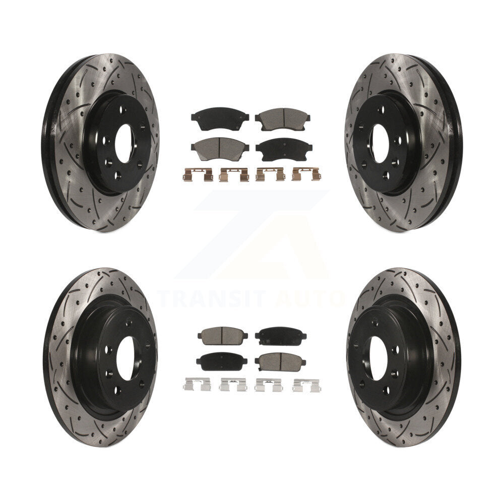 [Avant + Arrière] Kit de disque (percé rainuré revêtu) et plaquette (céramique) de frein pour 2013 Chevrolet Cruze avec 292mm Diameter Rotor KDC-100474