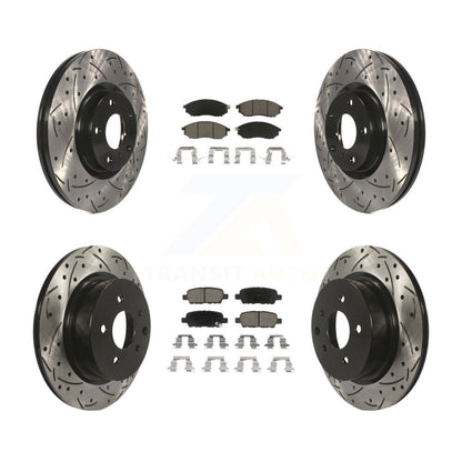 [Avant + Arrière] Kit de disque (percé rainuré revêtu) et plaquette (céramique) de frein pour INFINITI G37 G35 M35 Nissan 350Z EX35 370Z G25 M45 Q40 QX50 EX37 KDC-100475
