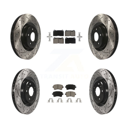 [Avant + Arrière] Kit de disque (percé rainuré revêtu) et plaquette (céramique) de frein pour Audi Q5 KDC-100479