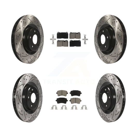 [Avant + Arrière] Kit de disque (percé rainuré revêtu) et plaquette (céramique) de frein pour Audi Q5 KDC-100479