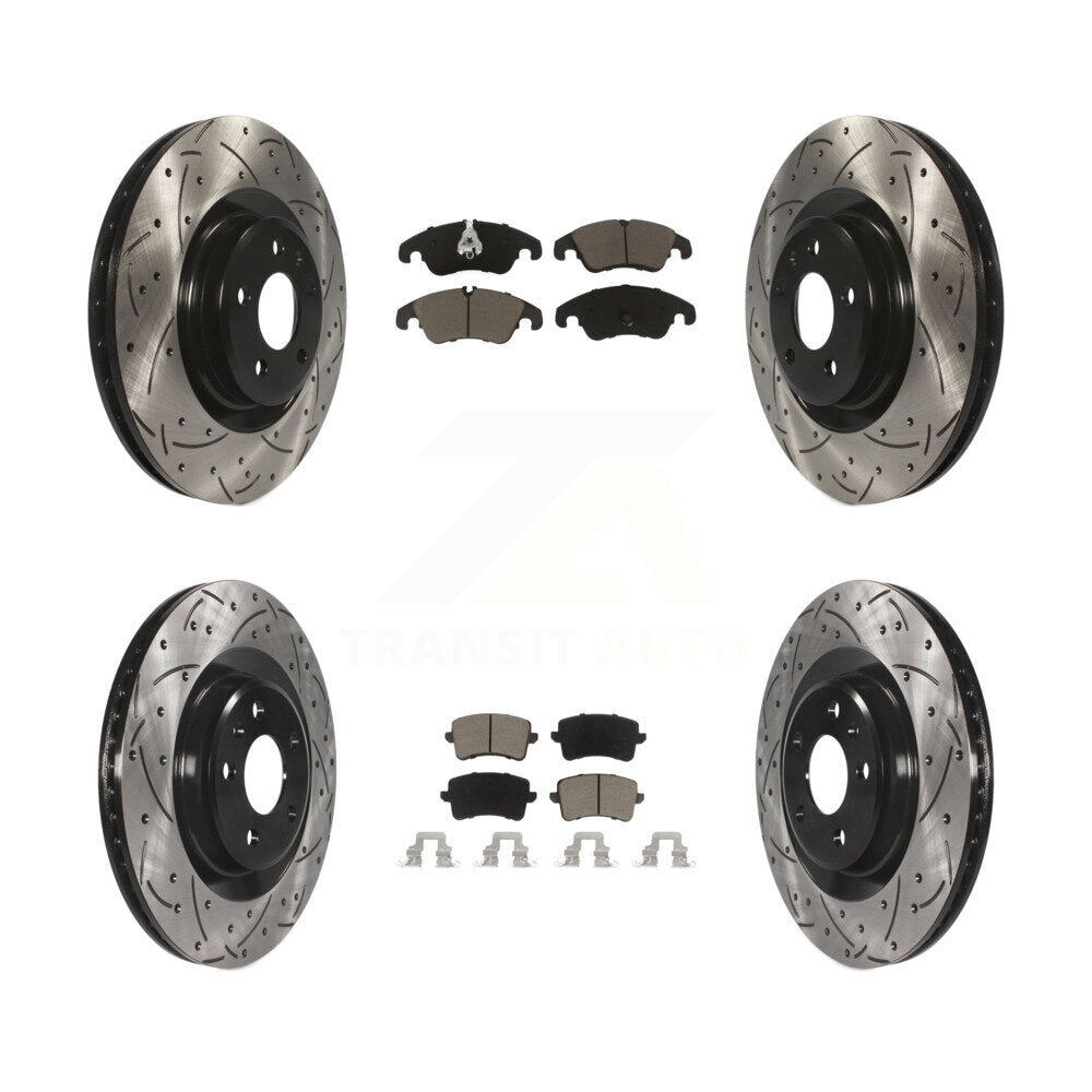 [Avant + Arrière] Kit de disque (percé rainuré revêtu) et plaquette (céramique) de frein pour Audi Q5 S5 KDC-100480