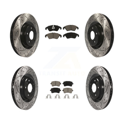 [Avant + Arrière] Kit de disque (percé rainuré revêtu) et plaquette (céramique) de frein pour Audi Q5 S5 KDC-100480
