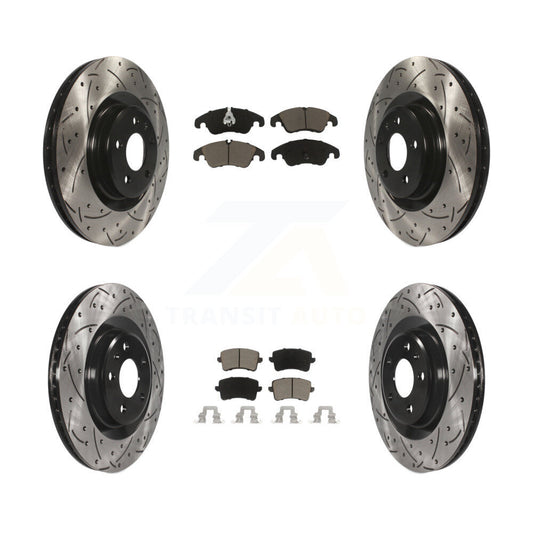 [Avant + Arrière] Kit de disque (percé rainuré revêtu) et plaquette (céramique) de frein pour Audi Q5 S5 KDC-100480