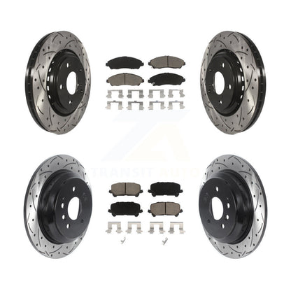 [Avant + Arrière] Kit de disque (percé rainuré revêtu) et plaquette (céramique) de frein pour Honda Pilot Ridgeline KDC-100481