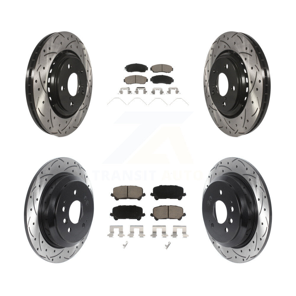 [Avant + Arrière] Kit de disque (percé rainuré revêtu) et plaquette (céramique) de frein pour 2019-2022 Honda Passport KDC-100482