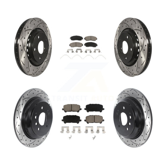 [Avant + Arrière] Kit de disque (percé rainuré revêtu) et plaquette (céramique) de frein pour 2019-2022 Honda Passport KDC-100482