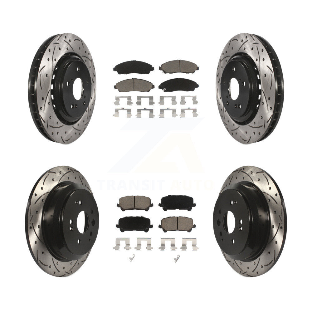 [Avant + Arrière] Kit de disque (percé rainuré revêtu) et plaquette (céramique) de frein pour 2014-2016 Acura MDX KDC-100483