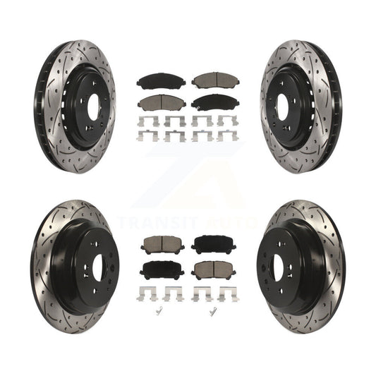 [Avant + Arrière] Kit de disque (percé rainuré revêtu) et plaquette (céramique) de frein pour 2014-2016 Acura MDX KDC-100483