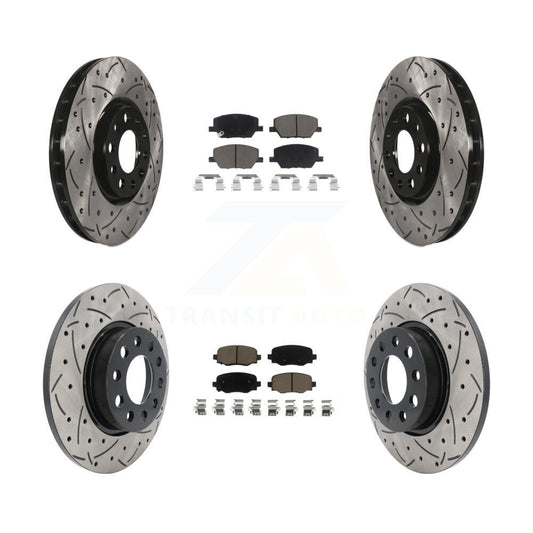 [Avant + Arrière] Kit de disque (percé rainuré revêtu) et plaquette (céramique) de frein pour Jeep Renegade Fiat 500X KDC-100484
