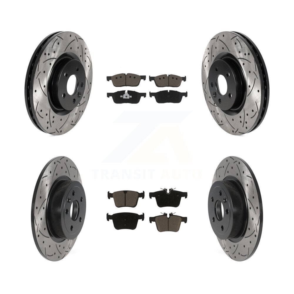 [Avant + Arrière] Kit de disque (percé rainuré revêtu) et plaquette (céramique) de frein pour Land Rover Range Evoque avec 325mm Diameter Rotor KDC-100486