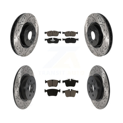 [Avant + Arrière] Kit de disque (percé rainuré revêtu) et plaquette (céramique) de frein pour Land Rover Range Evoque avec 325mm Diameter Rotor KDC-100486