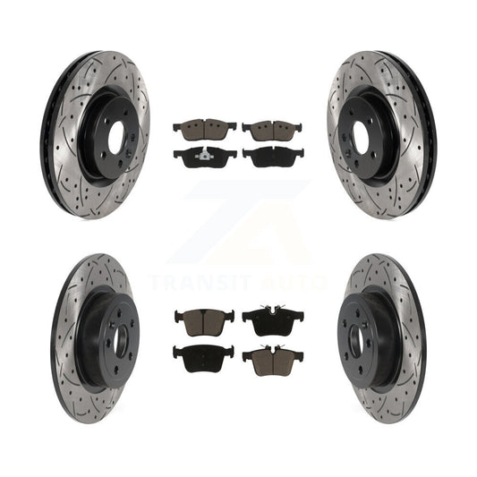 [Avant + Arrière] Kit de disque (percé rainuré revêtu) et plaquette (céramique) de frein pour Land Rover Range Evoque avec 325mm Diameter Rotor KDC-100486