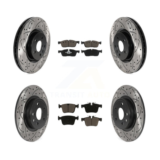 [Avant + Arrière] Kit de disque (percé rainuré revêtu) et plaquette (céramique) de frein pour Land Rover Discovery Sport Jaguar E-Pace KDC-100487