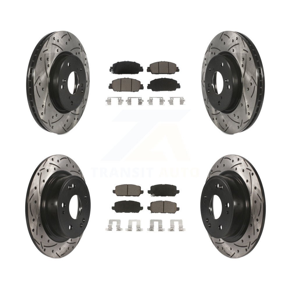 [Avant + Arrière] Kit de disque (percé rainuré revêtu) et plaquette (céramique) de frein pour 2016-2022 Honda HR-V KDC-100488