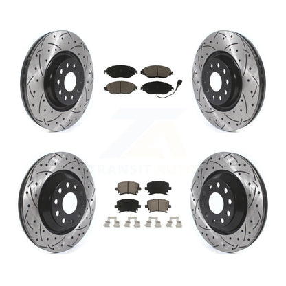 [Avant + Arrière] Kit de disque (percé rainuré revêtu) et plaquette (céramique) de frein pour Volkswagen GTI KDC-100490