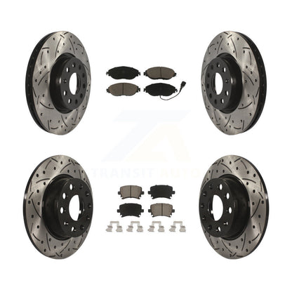 [Avant + Arrière] Kit de disque (percé rainuré revêtu) et plaquette (céramique) de frein pour 2015 Volkswagen GTI avec Performance Package KDC-100492