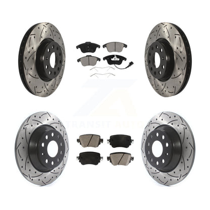 [Avant + Arrière] Kit de disque (percé rainuré revêtu) et plaquette (céramique) de frein pour 2016-2018 Audi Q3 Quattro KDC-100493