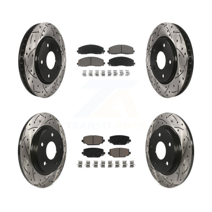 [Avant + Arrière] Kit de disque (percé rainuré revêtu) et plaquette (céramique) de frein pour 2017-2018 Dodge Grand Caravan avec Single Piston Caliper KDC-100495