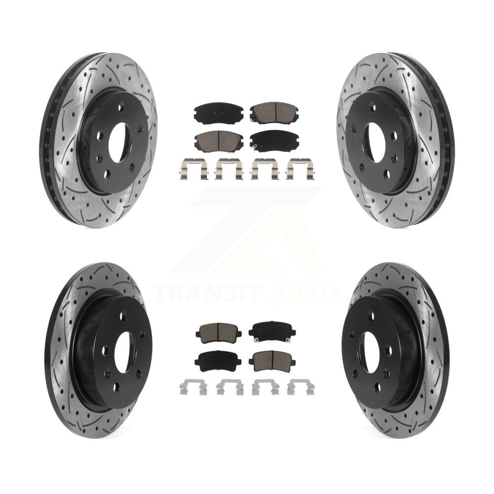 [Avant + Arrière] Kit de disque (percé rainuré revêtu) et plaquette (céramique) de frein pour Chevrolet Malibu Limited KDC-100501