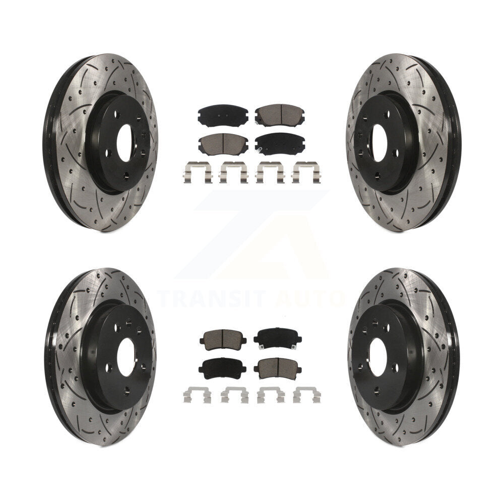 [Avant + Arrière] Kit de disque (percé rainuré revêtu) et plaquette (céramique) de frein pour Chevrolet Malibu Impala Buick LaCrosse Limited Allure KDC-100502