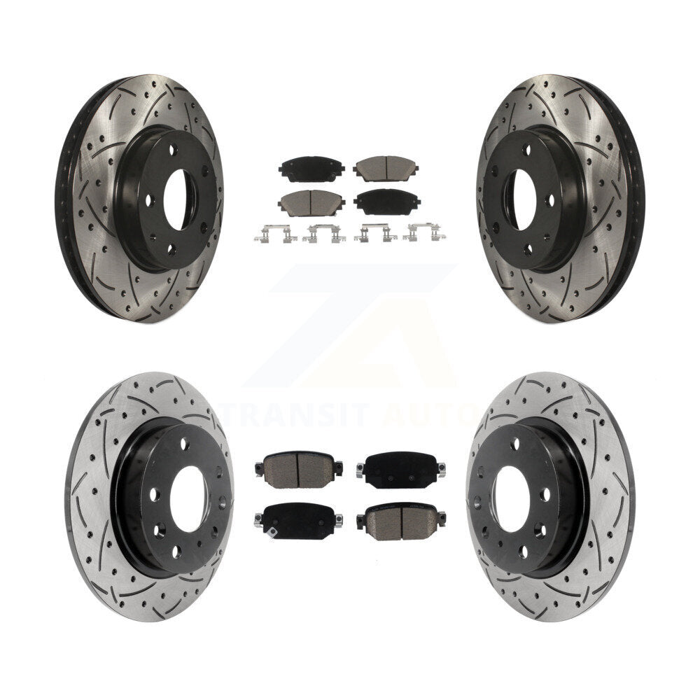 [Avant + Arrière] Kit de disque (percé rainuré revêtu) et plaquette (céramique) de frein pour 2019-2021 Mazda CX-3 FWD KDC-100503