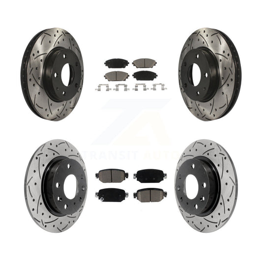 [Avant + Arrière] Kit de disque (percé rainuré revêtu) et plaquette (céramique) de frein pour 2019-2021 Mazda CX-3 FWD KDC-100503