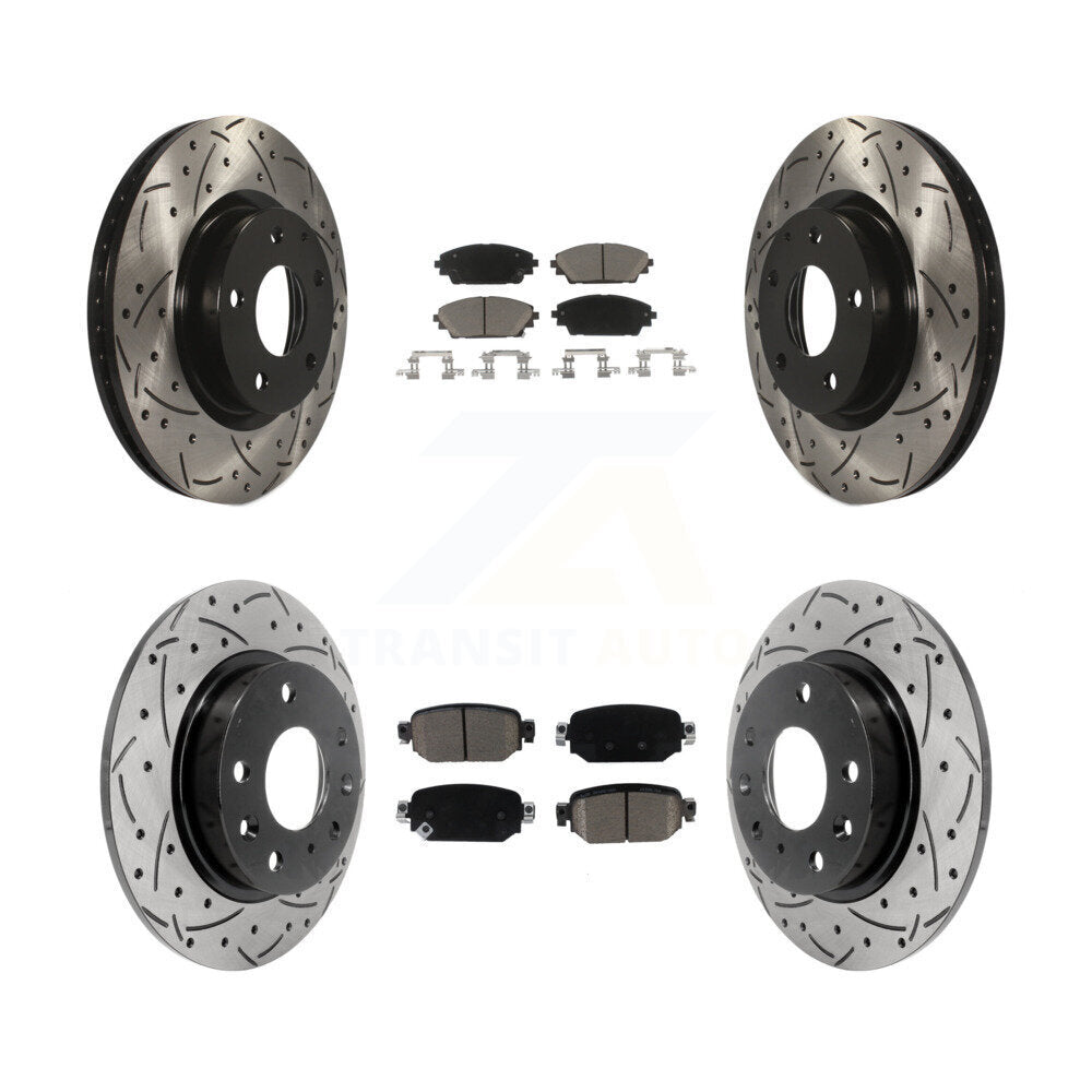[Avant + Arrière] Kit de disque (percé rainuré revêtu) et plaquette (céramique) de frein pour 2019-2021 Mazda CX-3 AWD KDC-100504