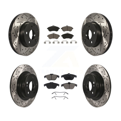 [Avant + Arrière] Kit de disque (percé rainuré revêtu) et plaquette (céramique) de frein pour Mercedes-Benz C300 C250 C230 KDC-100506