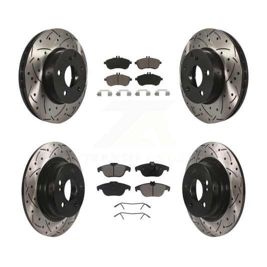 [Avant + Arrière] Kit de disque (percé rainuré revêtu) et plaquette (céramique) de frein pour Mercedes-Benz C300 C250 C230 KDC-100506