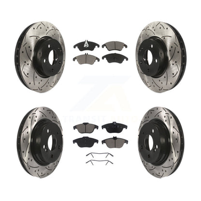 [Avant + Arrière] Kit de disque (percé rainuré revêtu) et plaquette (céramique) de frein pour Mercedes-Benz E350 C300 C350 KDC-100507