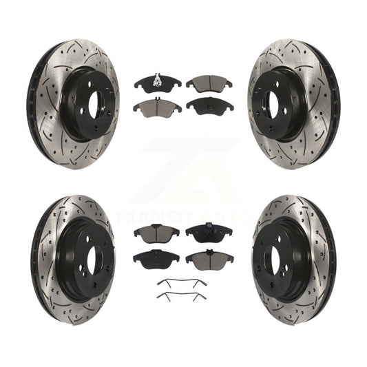 [Avant + Arrière] Kit de disque (percé rainuré revêtu) et plaquette (céramique) de frein pour Mercedes-Benz E350 C300 C350 KDC-100507