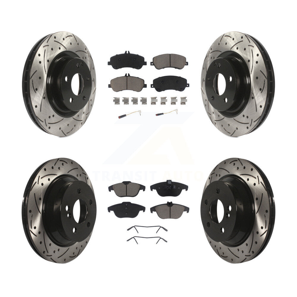 [Avant + Arrière] Kit de disque (percé rainuré revêtu) et plaquette (céramique) de frein pour Mercedes-Benz GLK350 GLK250 KDC-100508