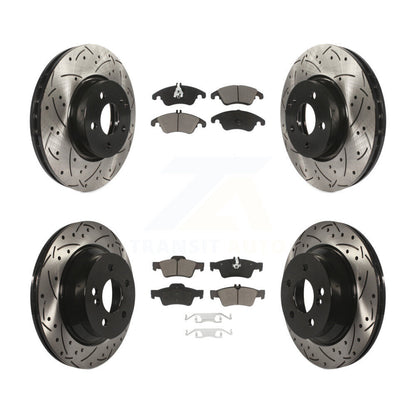 [Avant + Arrière] Kit de disque (percé rainuré revêtu) et plaquette (céramique) de frein pour Mercedes-Benz E350 E400 avec 322mm Diameter Rotor KDC-100509