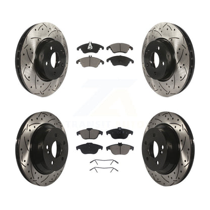 [Avant + Arrière] Kit de disque (percé rainuré revêtu) et plaquette (céramique) de frein pour 2014 Mercedes-Benz E350 Convertible Coupe avec 322mm Diameter Rotor KDC-100510