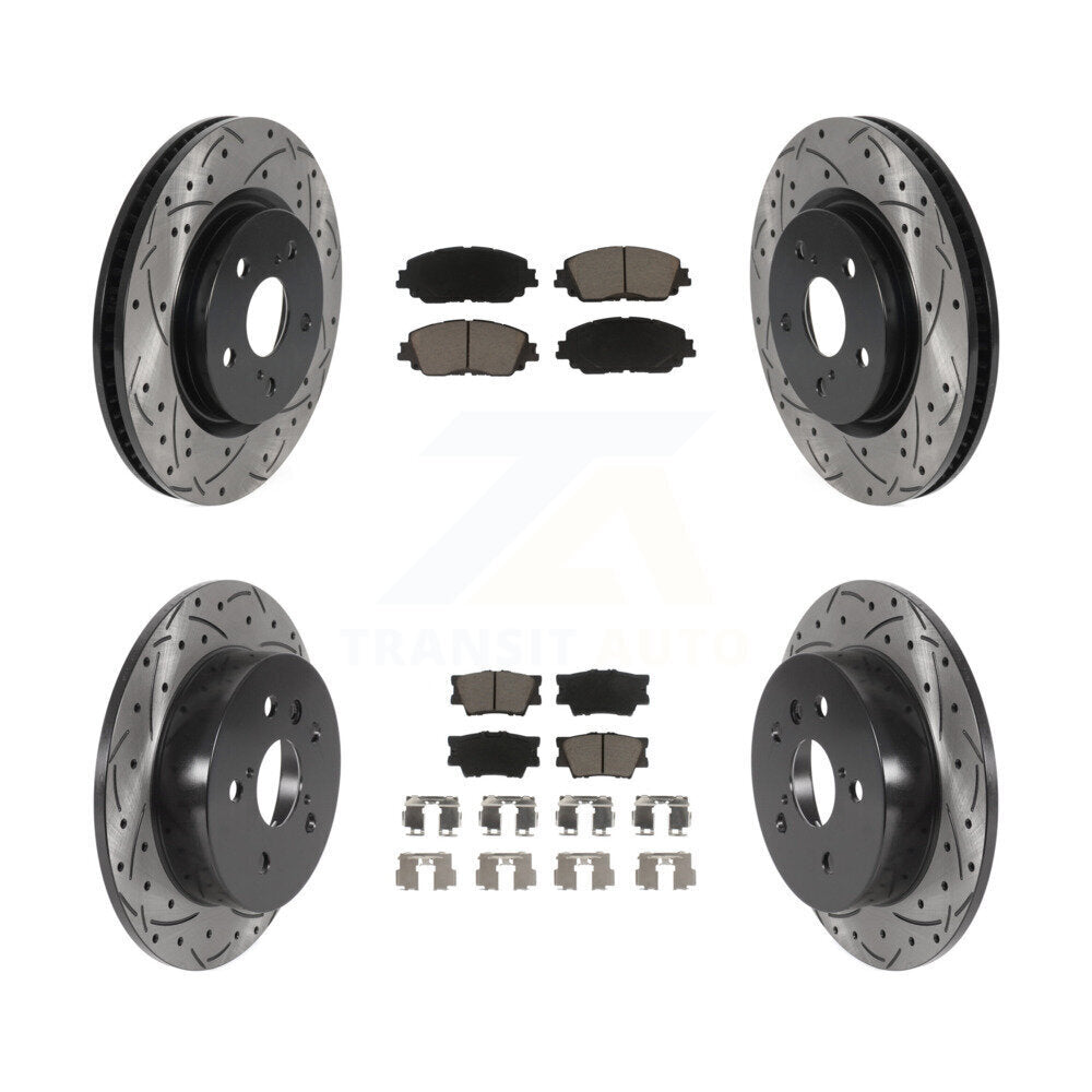 [Avant + Arrière] Kit de disque (percé rainuré revêtu) et plaquette (céramique) de frein pour Toyota Camry KDC-100511