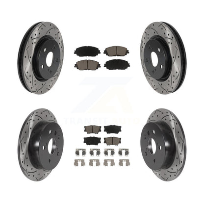 [Avant + Arrière] Kit de disque (percé rainuré revêtu) et plaquette (céramique) de frein pour Toyota Camry KDC-100511