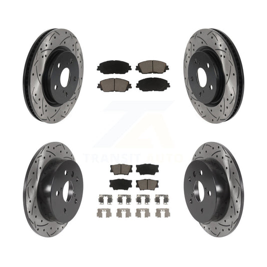 [Avant + Arrière] Kit de disque (percé rainuré revêtu) et plaquette (céramique) de frein pour Toyota Camry KDC-100511