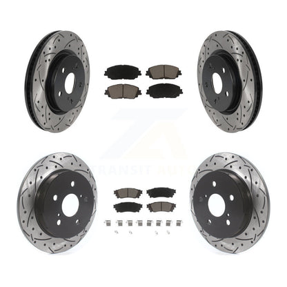 [Avant + Arrière] Kit de disque (percé rainuré revêtu) et plaquette (céramique) de frein pour Toyota Camry RAV4 Lexus ES350 Avalon ES300h UX250h UX200 C-HR Venza ES250 Corolla Cross KDC-100512