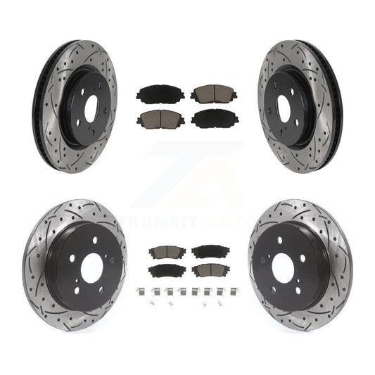 [Avant + Arrière] Kit de disque (percé rainuré revêtu) et plaquette (céramique) de frein pour Toyota Camry RAV4 Lexus ES350 Avalon ES300h UX250h UX200 C-HR Venza ES250 Corolla Cross KDC-100512