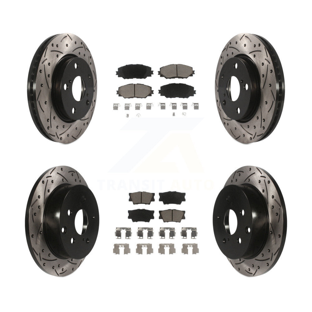 [Avant + Arrière] Kit de disque (percé rainuré revêtu) et plaquette (céramique) de frein pour Toyota RAV4 Lexus HS250h KDC-100513