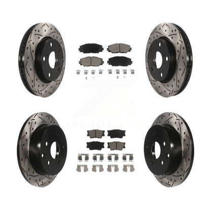 [Avant + Arrière] Kit de disque (percé rainuré revêtu) et plaquette (céramique) de frein pour Toyota RAV4 Lexus HS250h KDC-100513