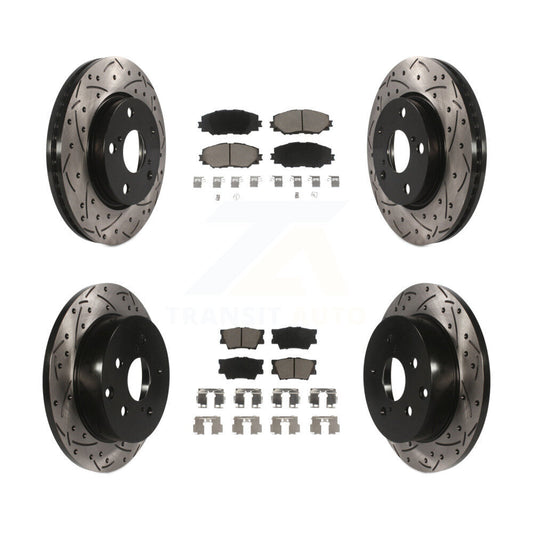 [Avant + Arrière] Kit de disque (percé rainuré revêtu) et plaquette (céramique) de frein pour Toyota RAV4 Lexus HS250h KDC-100513