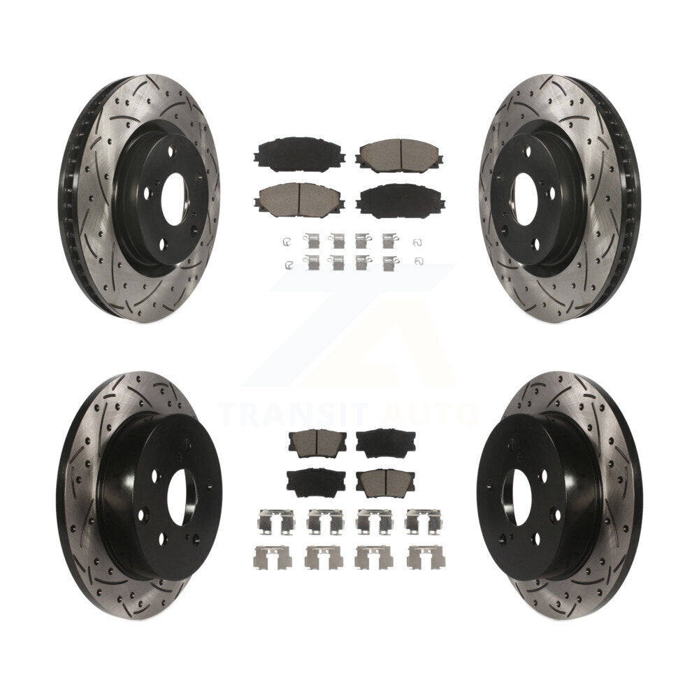 [Avant + Arrière] Kit de disque (percé rainuré revêtu) et plaquette (céramique) de frein pour Toyota RAV4 KDC-100514