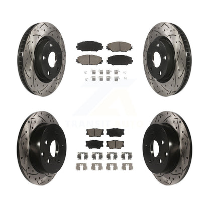 [Avant + Arrière] Kit de disque (percé rainuré revêtu) et plaquette (céramique) de frein pour Toyota RAV4 KDC-100514
