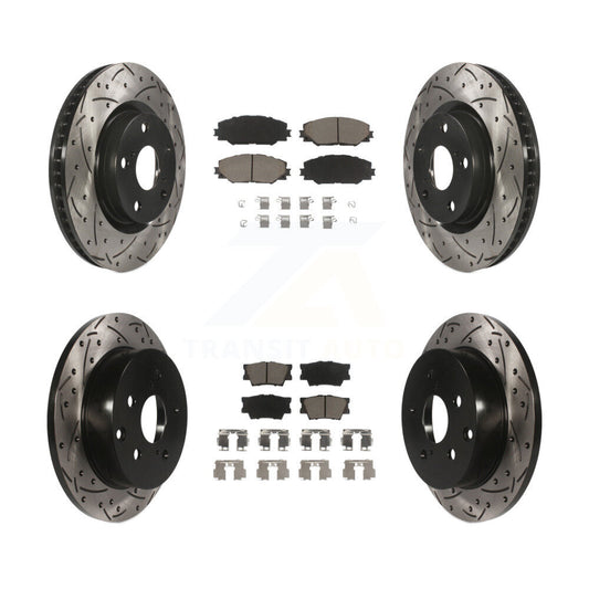 [Avant + Arrière] Kit de disque (percé rainuré revêtu) et plaquette (céramique) de frein pour Toyota RAV4 KDC-100514